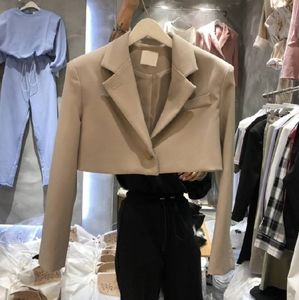 Khaki beige cropped blazer